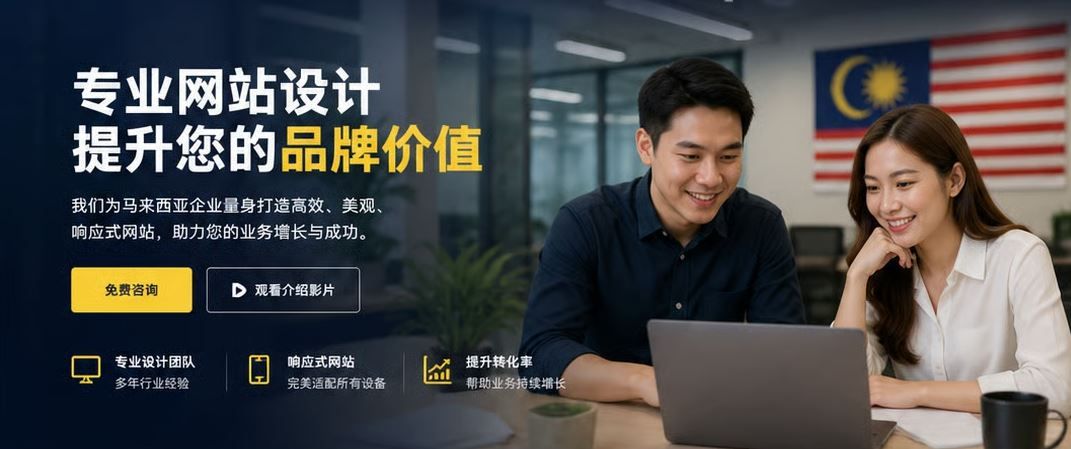 网站首屏样张：深色商务风横幅（文案与公司名为示例）