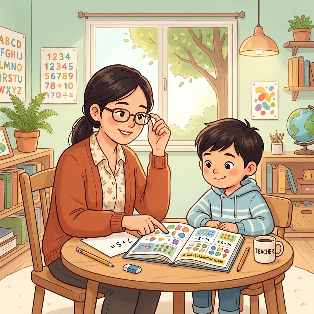 老师一对一耐心讲解的示意插画